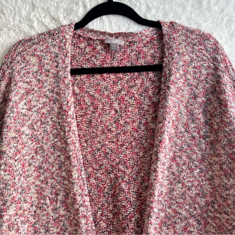 J. Jill Cardigan Women's XL Red Cotton Blend Knit Open Grandmacore Casual Boho - Picture 2 of 8